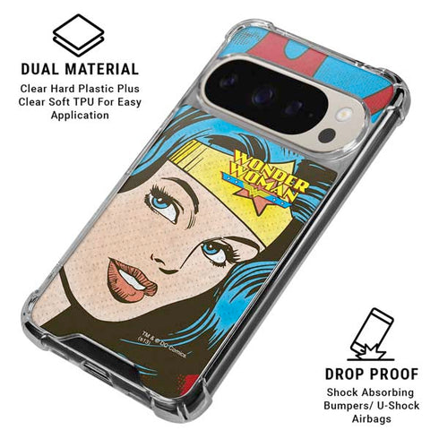 DC Comics Wonder Woman Vintage Profile Pixel 9/9 Pro Clear Case